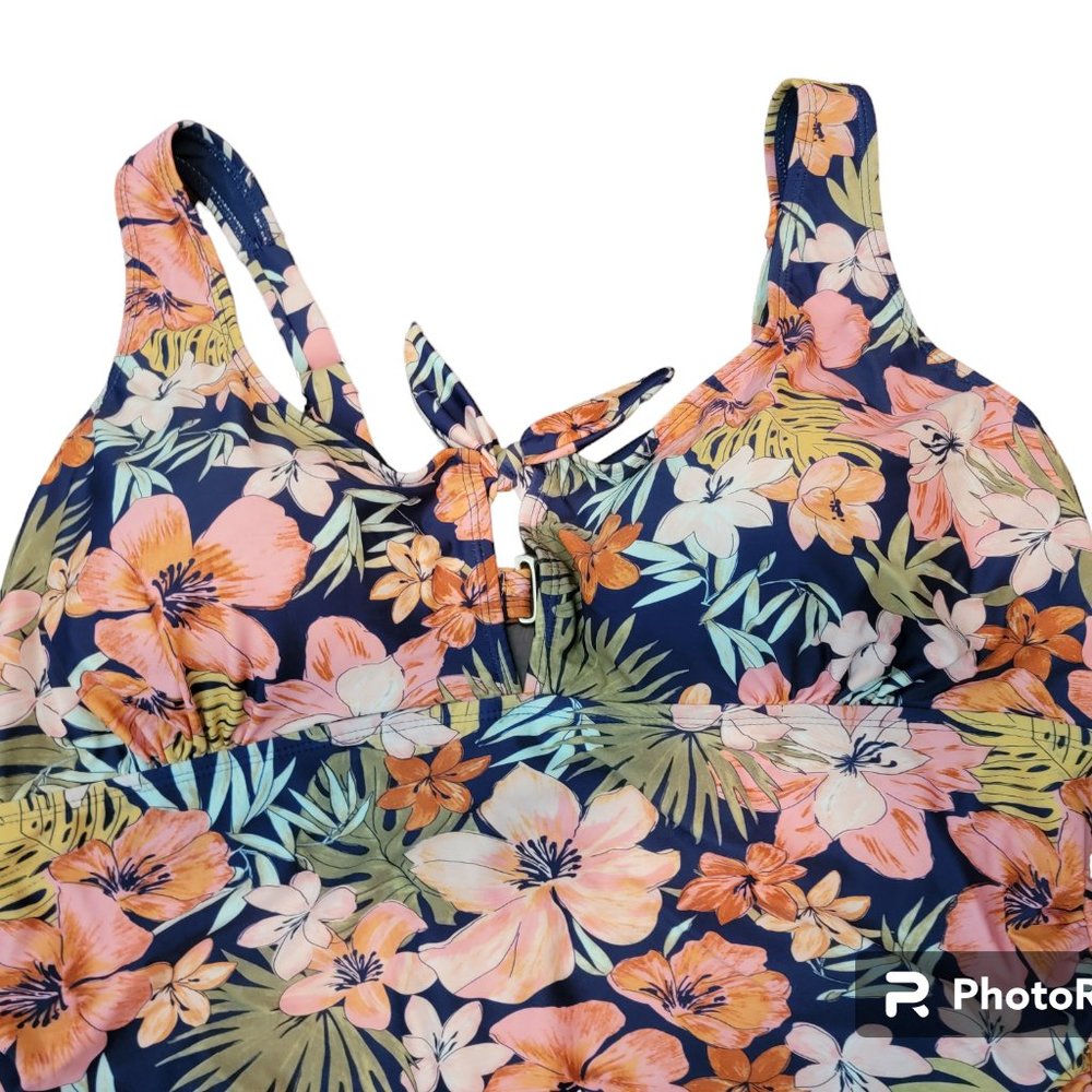 Heat Tiki Beach Tropical Floral One Piece Retro Style Swim Suit - Picture 3 of 11